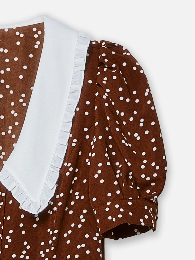 Платье миди женское приталенное с воротником - 7