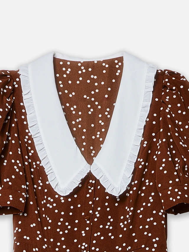 Платье миди женское приталенное с воротником - 8