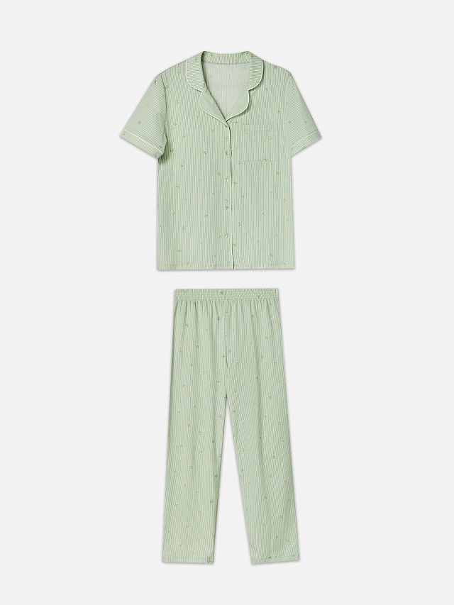 Костюм домашний женский зеленый в полоску - 6