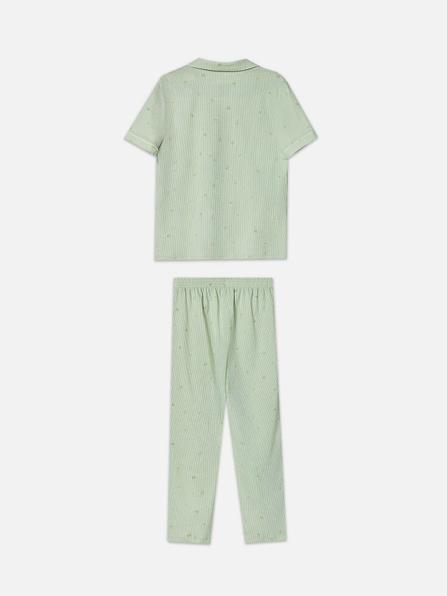 Костюм домашний женский зеленый в полоску - 7