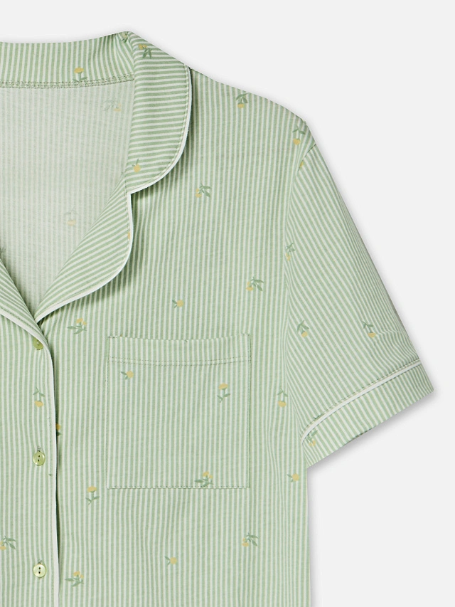 Костюм домашний женский зеленый в полоску - 8