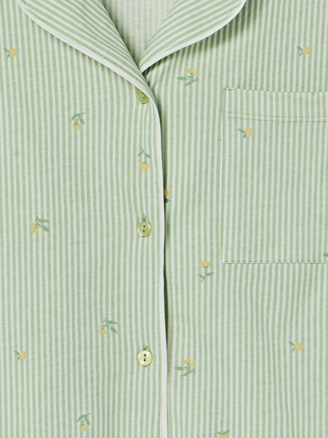 Костюм домашний женский зеленый в полоску - 10