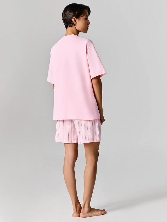 Комплект домашний женский розовый: джемпер и шорты - 4