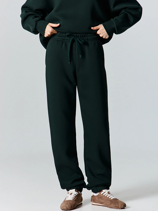 Теплый комплект женский зеленый с начесом - 4