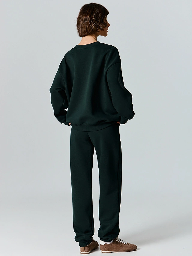 Теплый комплект женский зеленый с начесом - 6