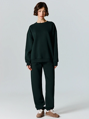 Теплый комплект женский зеленый с начесом