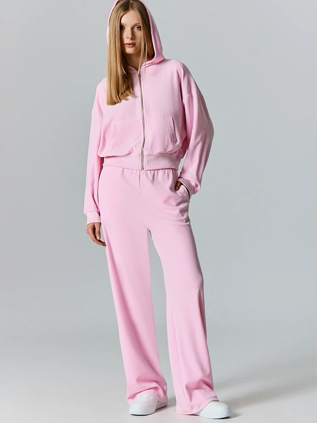 Толстовка женская розовая на молнии - 3