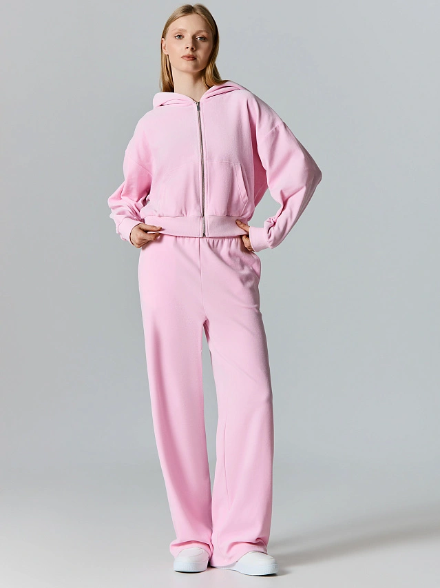 Толстовка женская розовая на молнии - 5