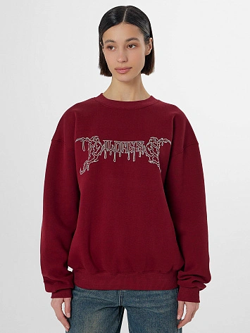 Теплый свитшот женский бордовый с начесом