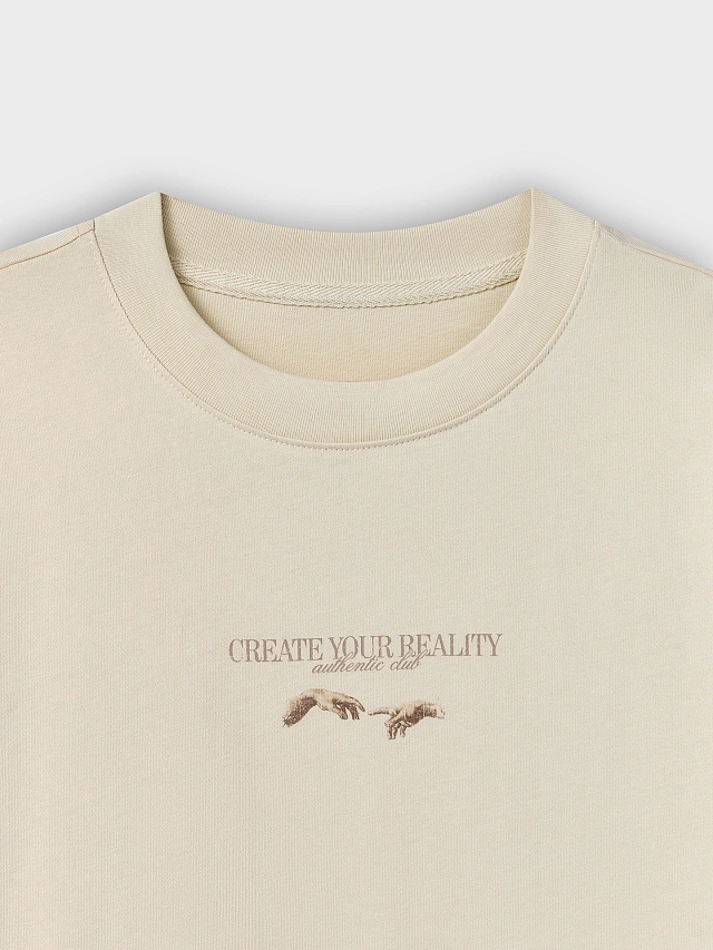 Футболка мужская бежевая с художественным принтом - 8