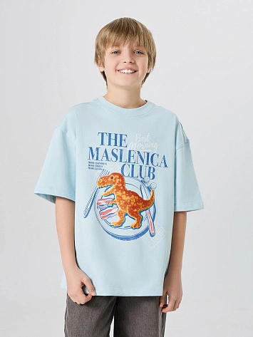 Футболка для мальчиков голубая "The Maslenica club"