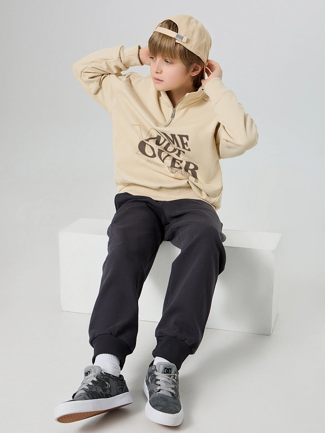 Толстовка для мальчиков бежевая - 3