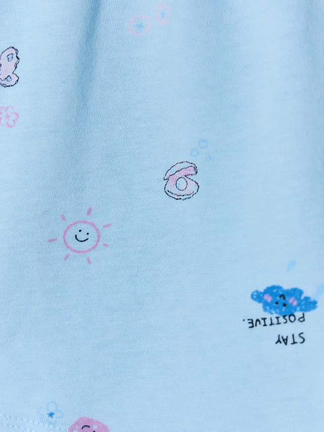 Комплект домашний женский голубой с принтом - 12