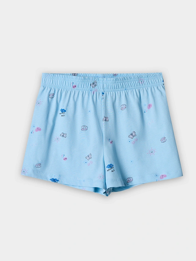 Комплект домашний женский голубой с принтом - 9