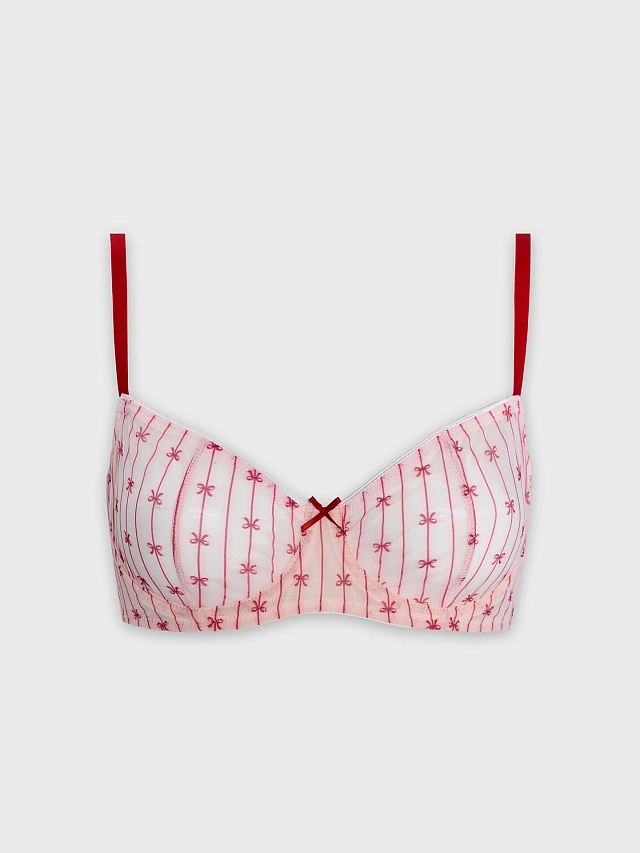 Бюстгальтер женский балконет розовый с кружевом - 10