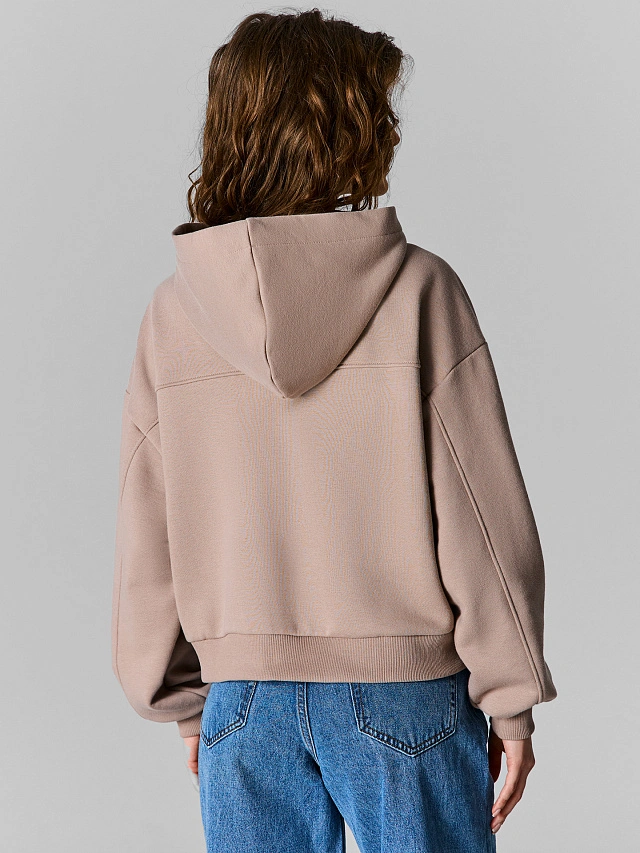 Толстовка женская бежевая на молнии - 4