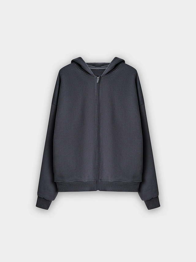 Теплая толстовка женская серая с начесом - 8