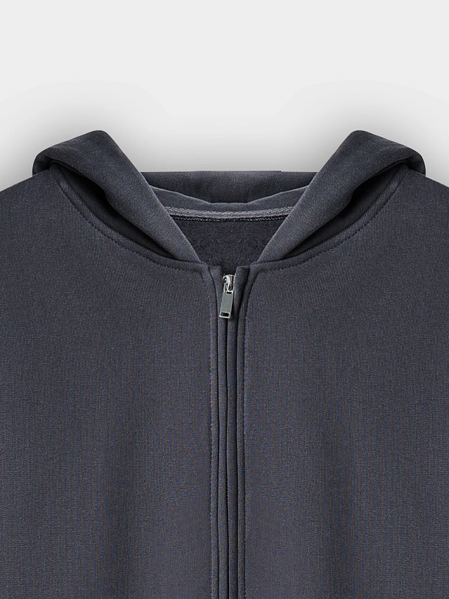 Теплая толстовка женская серая с начесом - 11