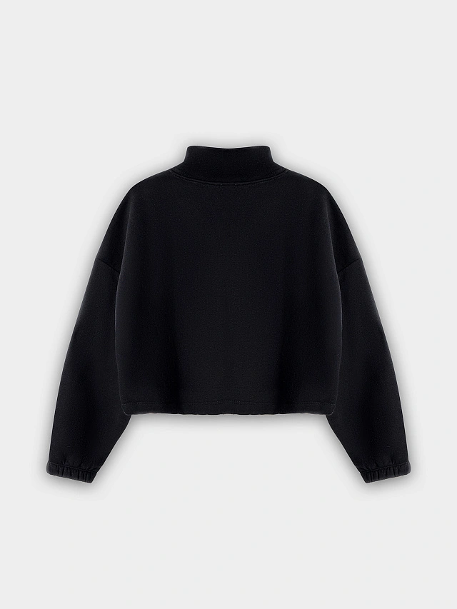 Теплая толстовка женская черная на молнии с начесом - 3