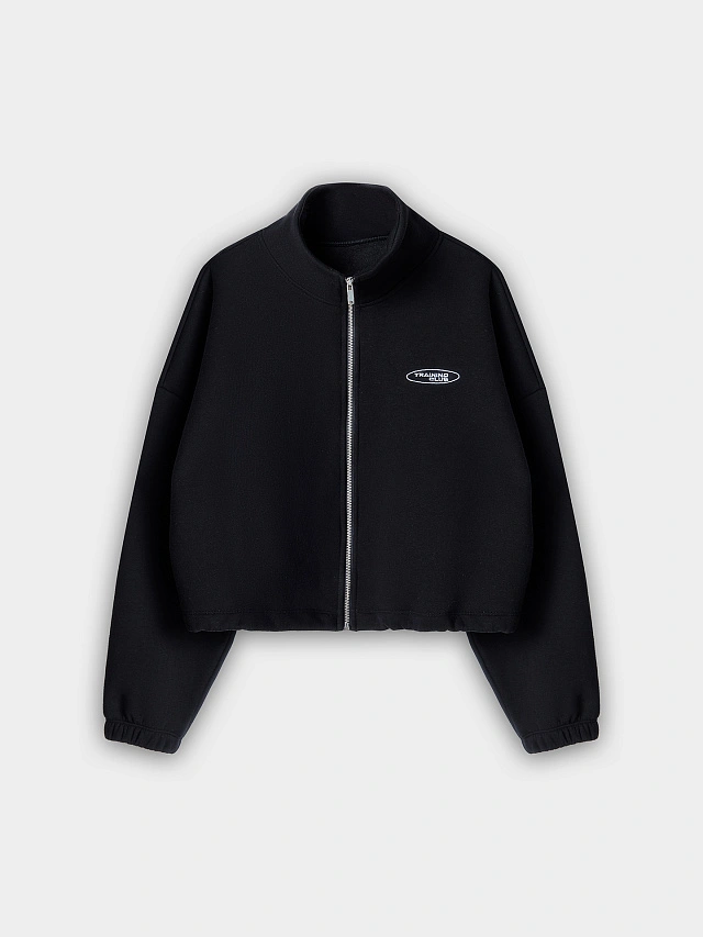 Теплая толстовка женская черная на молнии с начесом - 7