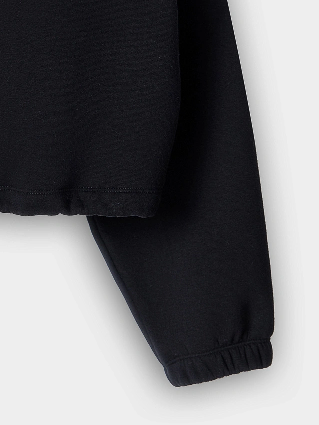 Теплая толстовка женская черная на молнии с начесом - 9