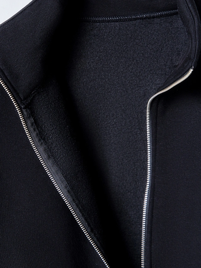 Теплая толстовка женская черная на молнии с начесом - 11