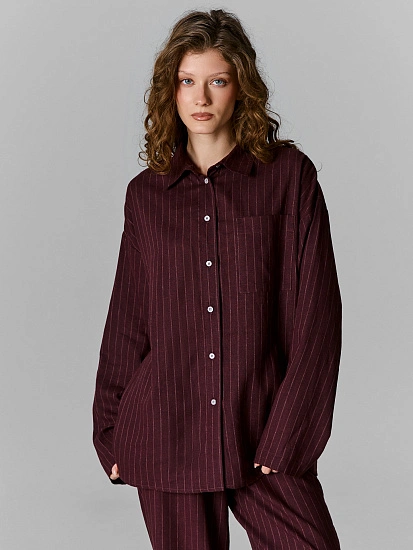 картинка Рубашка домашняя женская коричневая в полоску от магазина стильной одежды Mark Formelle