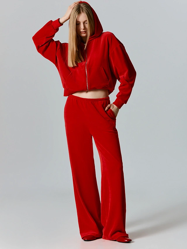 Брюки женские красные велюровые - 6