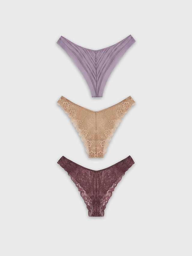 Трусы слипы женские кружевные в наборе, 3 шт - 10