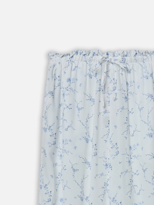 Брюки домашние женские молочные с  цветочным принтом - 5