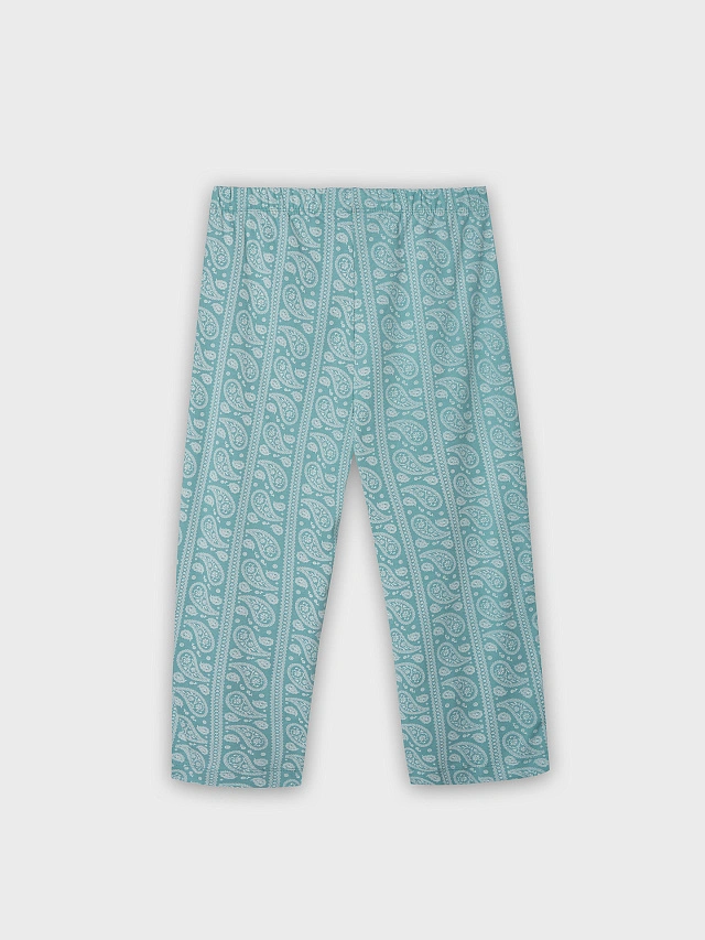 Бриджи домашние женские голубые с узором пейсли - 8