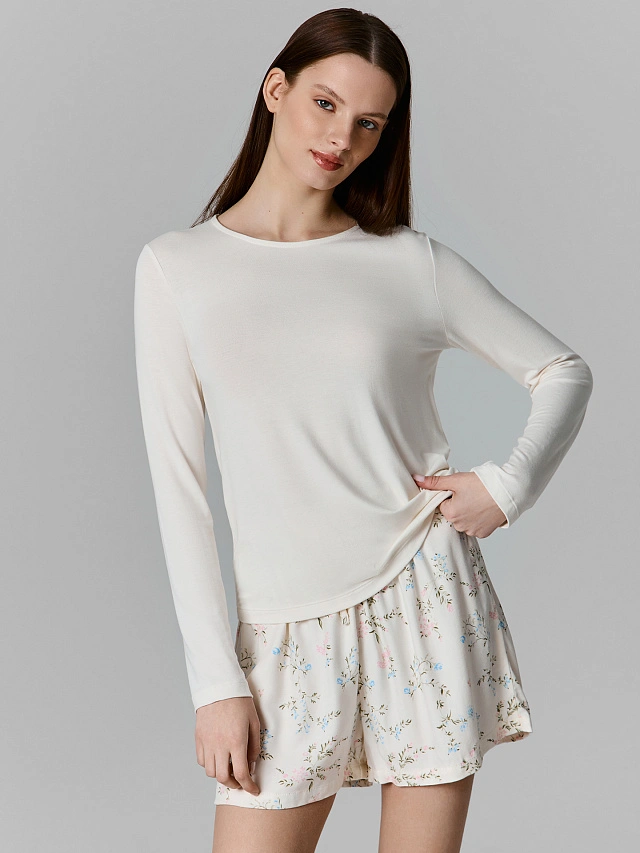 Комплект домашний женский с цветочным принтом - 3