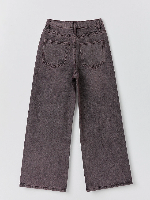 Джинсы для девочек коричневые Wide leg - 10