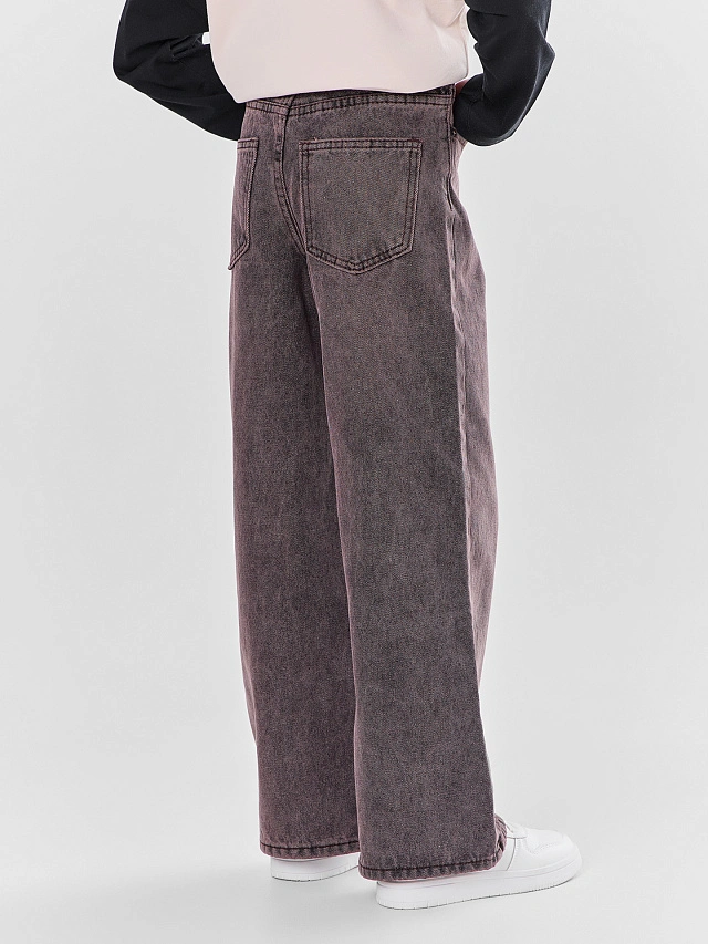 Джинсы для девочек коричневые Wide leg - 3