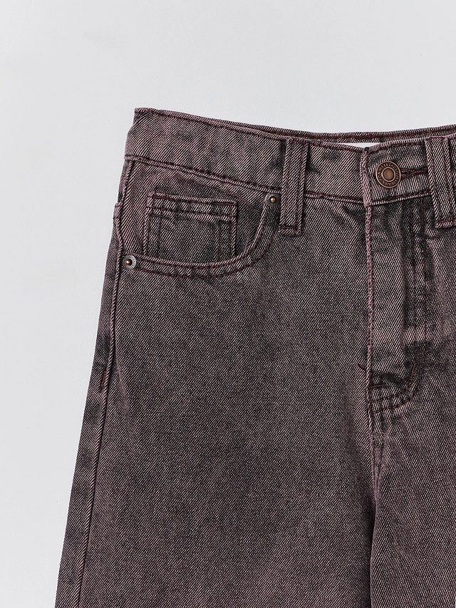 Джинсы для девочек коричневые Wide leg - 8