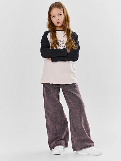 картинка Джинсы для девочек коричневые Wide leg от известного бренда одежды для девочек Mark Formelle