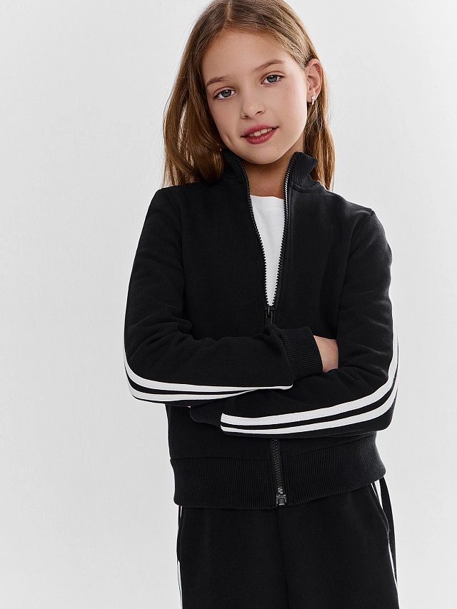 Комплект для девочек черный с лампасами - 2