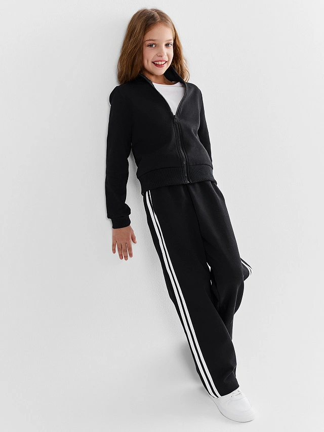 Комплект для девочек черный с лампасами - 3