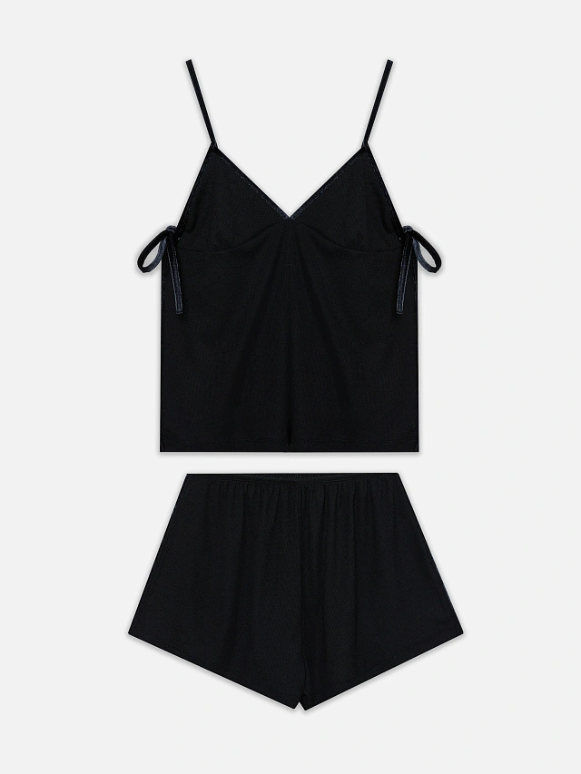 Комплект домашний женский с велюровыми завязками по бокам - 6