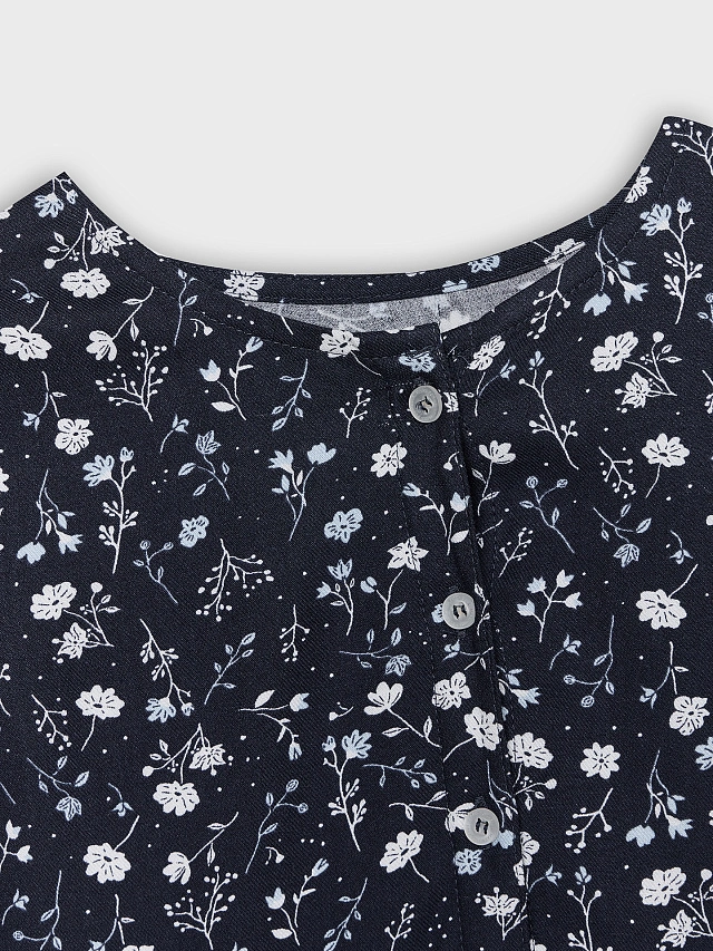 Платье для девочек синее с цветочным принтом - 5