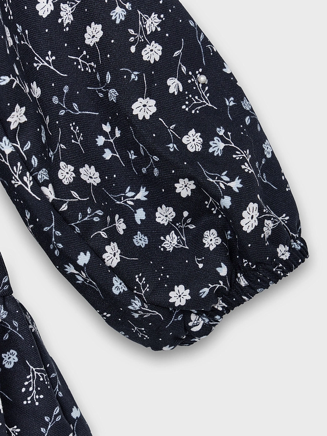 Платье для девочек синее с цветочным принтом - 7