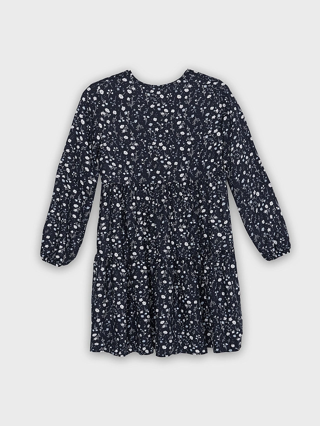 Платье для девочек синее с цветочным принтом - 8