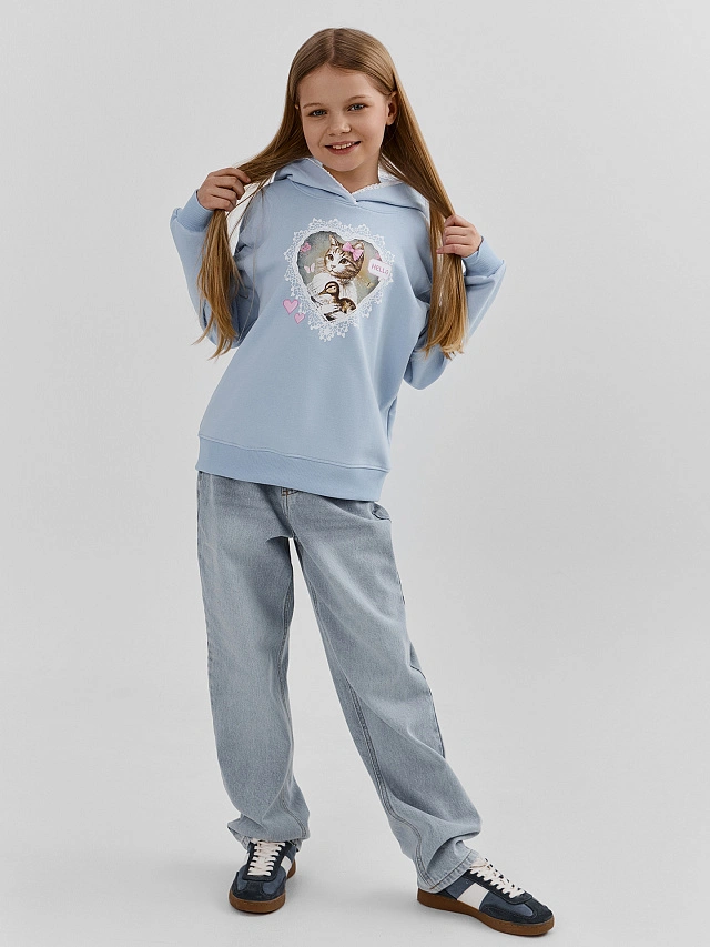 Худи для девочек голубое - 2