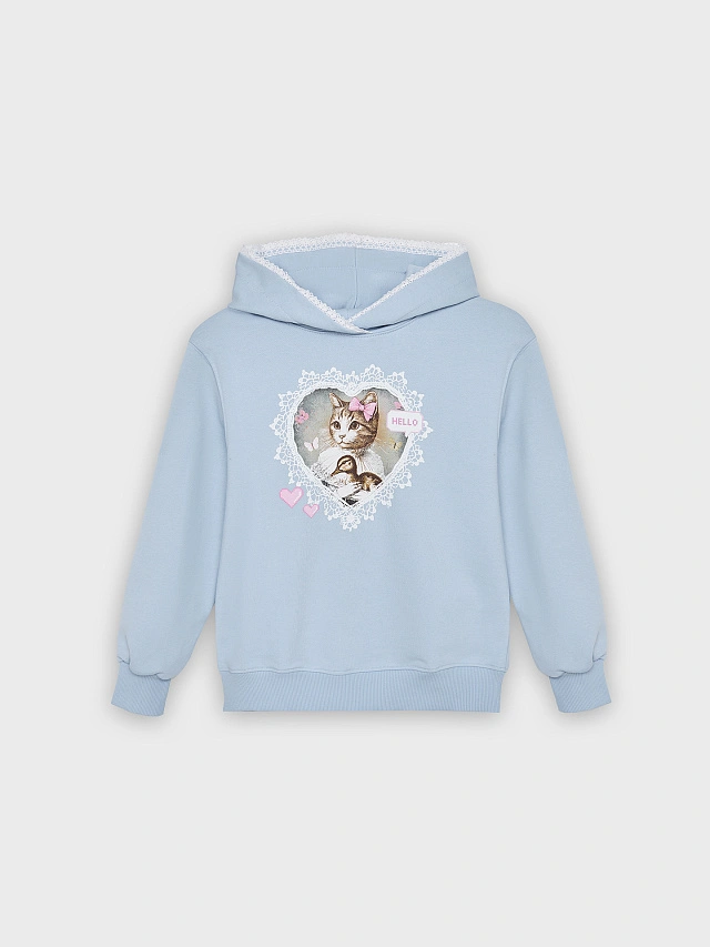 Худи для девочек голубое - 6