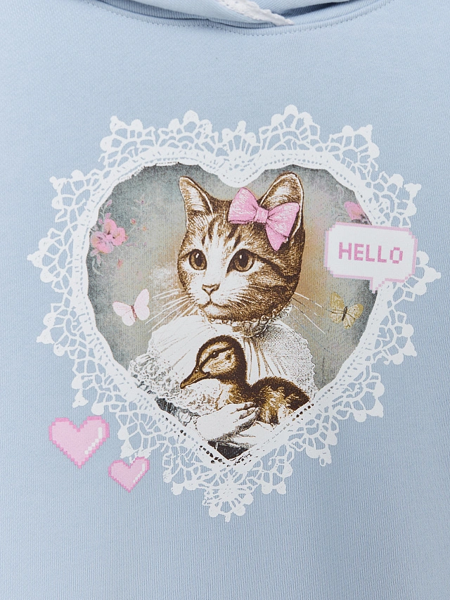 Худи для девочек голубое - 7