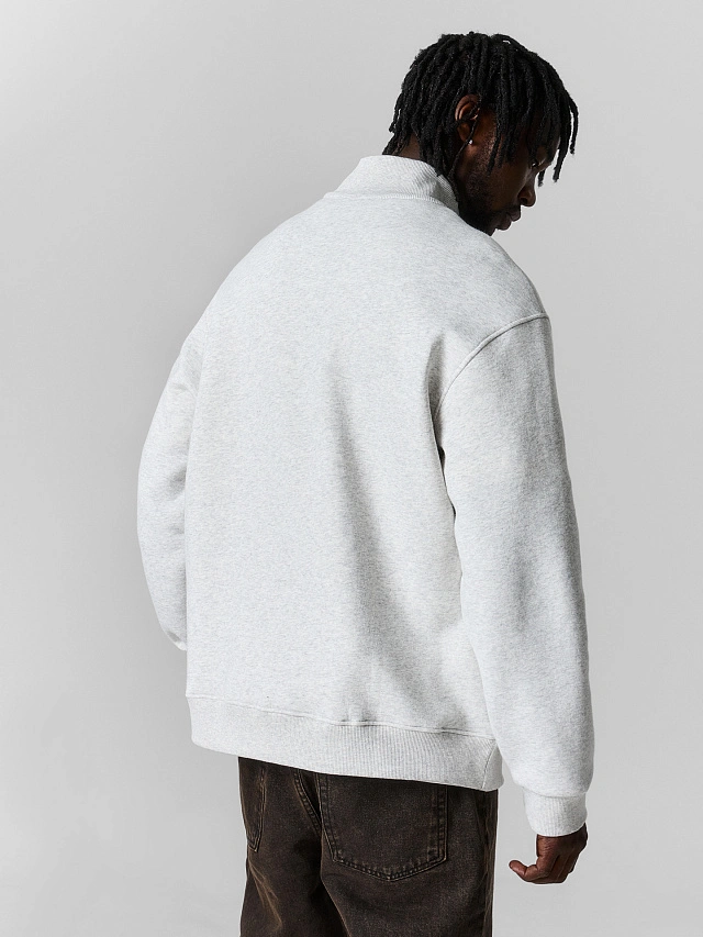 Теплая толстовка мужская серая с начесом - 4