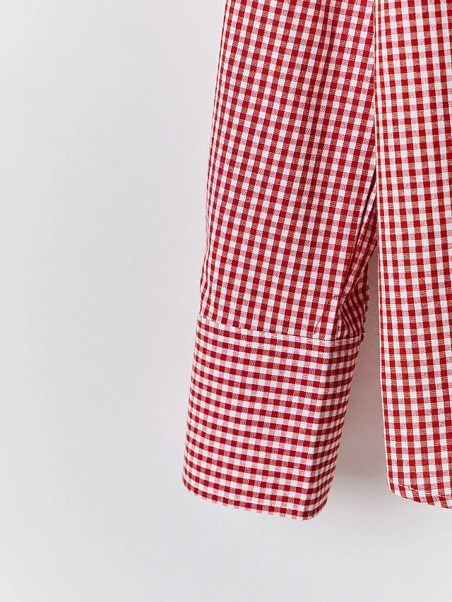 Рубашка женская красная в клетку - 6