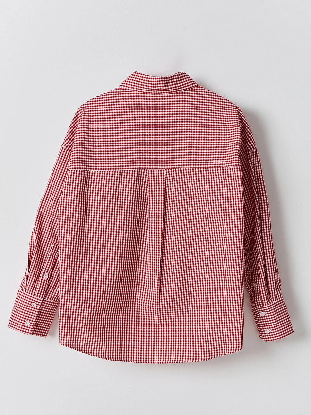 Рубашка женская красная в клетку - 7