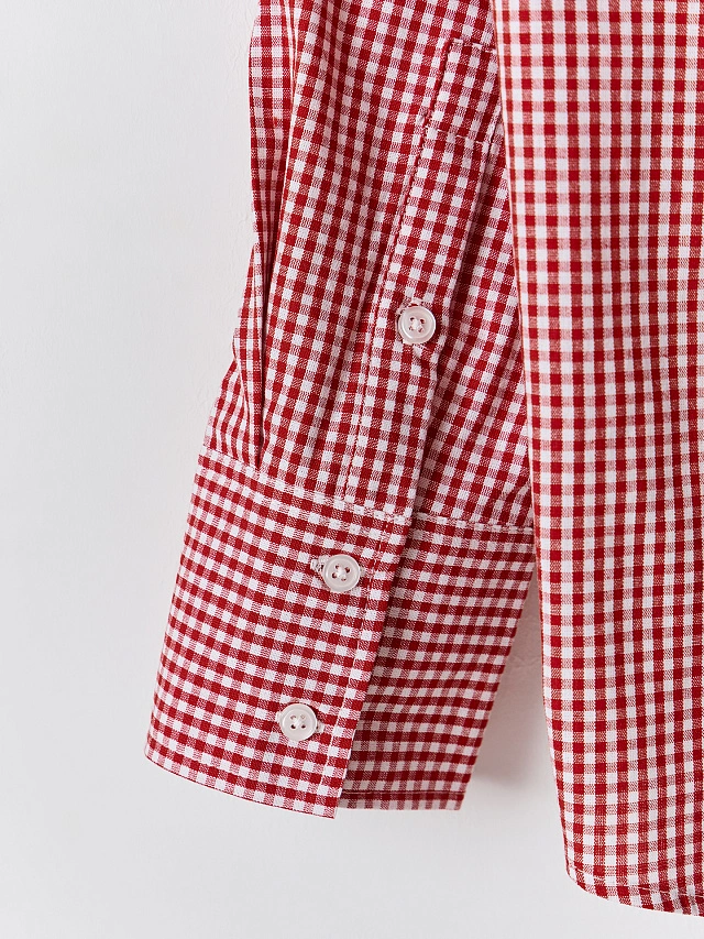 Рубашка женская красная в клетку - 8