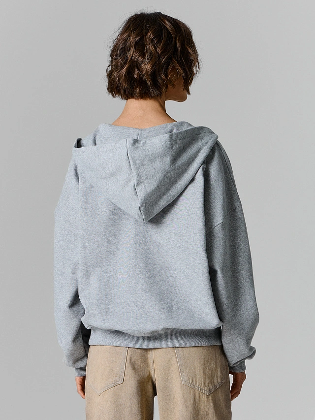 Толстовка женская серая на молнии - 4